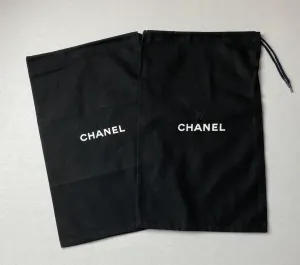 100% Auth Chanel Set of Two Black Shoe/ Small Bag/ Wallet Dust Bags 13"x 8.25"