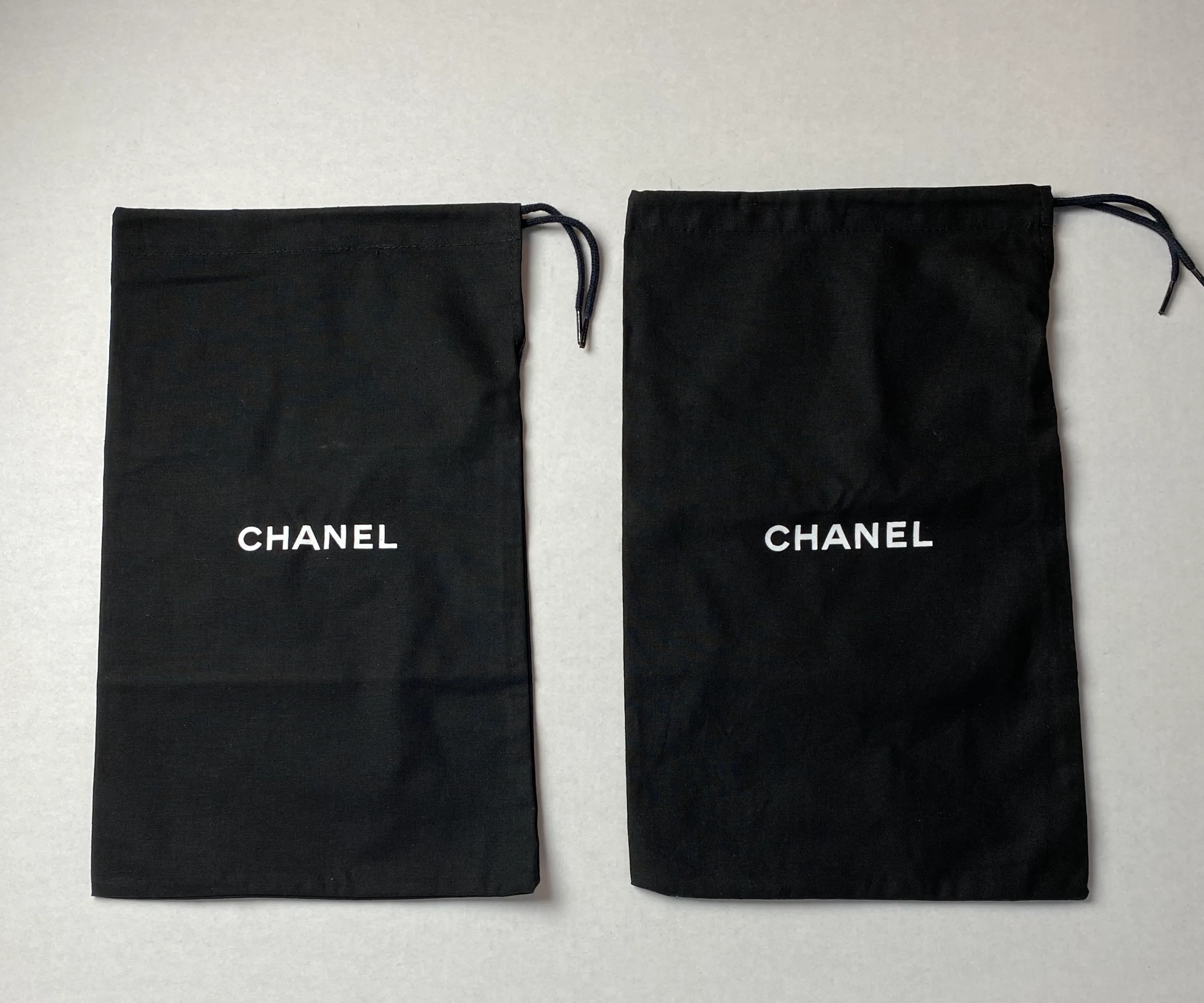 100% Auth Chanel Set of Two Black Shoe/ Small Bag/ Wallet Dust Bags 13"x 8.25"