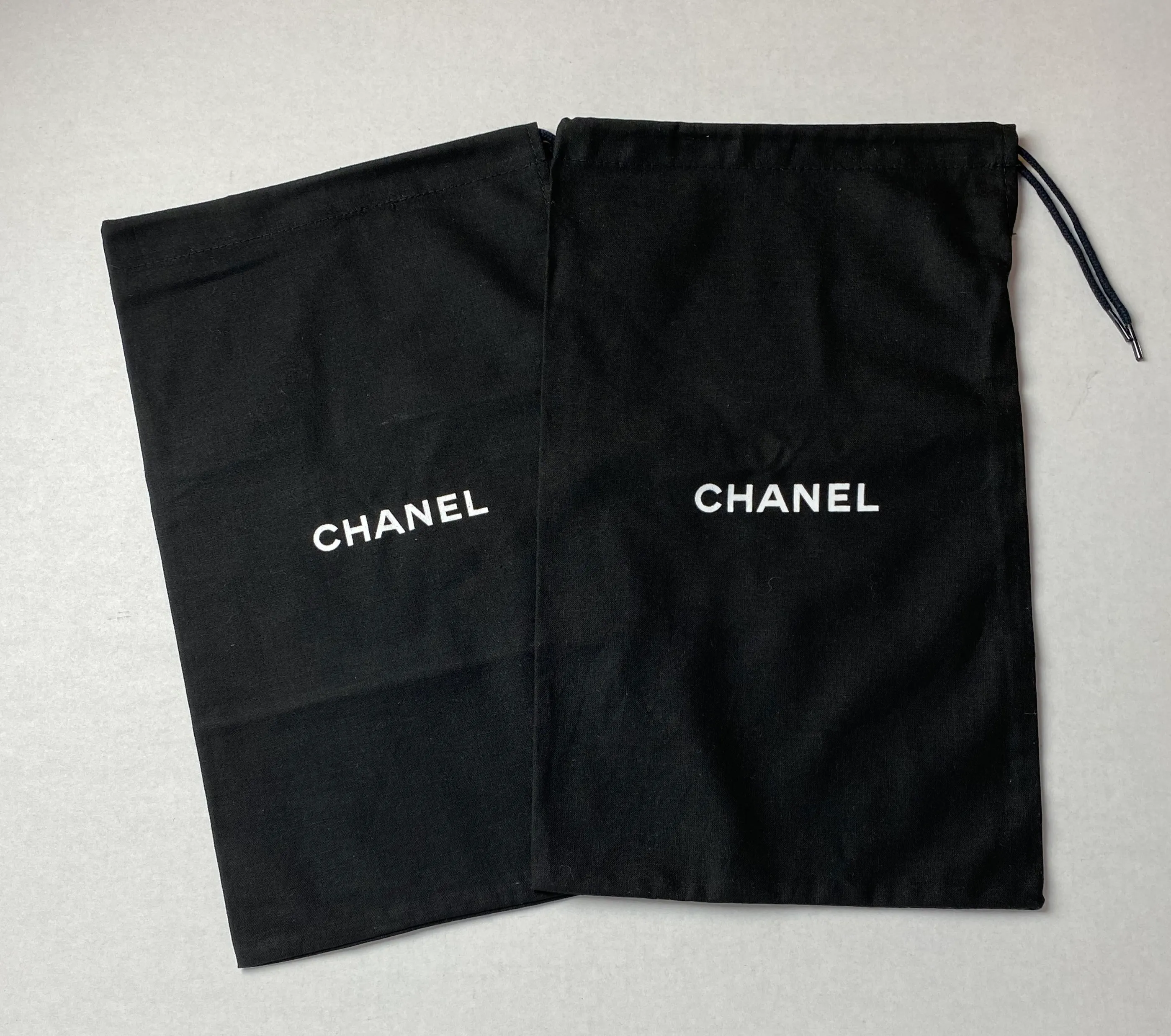 100% Auth Chanel Set of Two Black Shoe/ Small Bag/ Wallet Dust Bags 13"x 8.25"