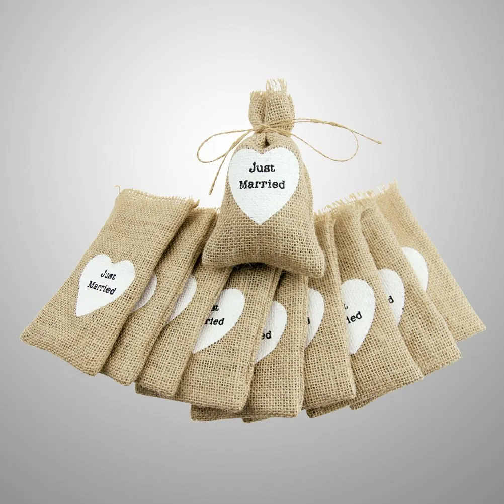 10Pcs Burlap Bags Jute Sack Candy Gift Pouch