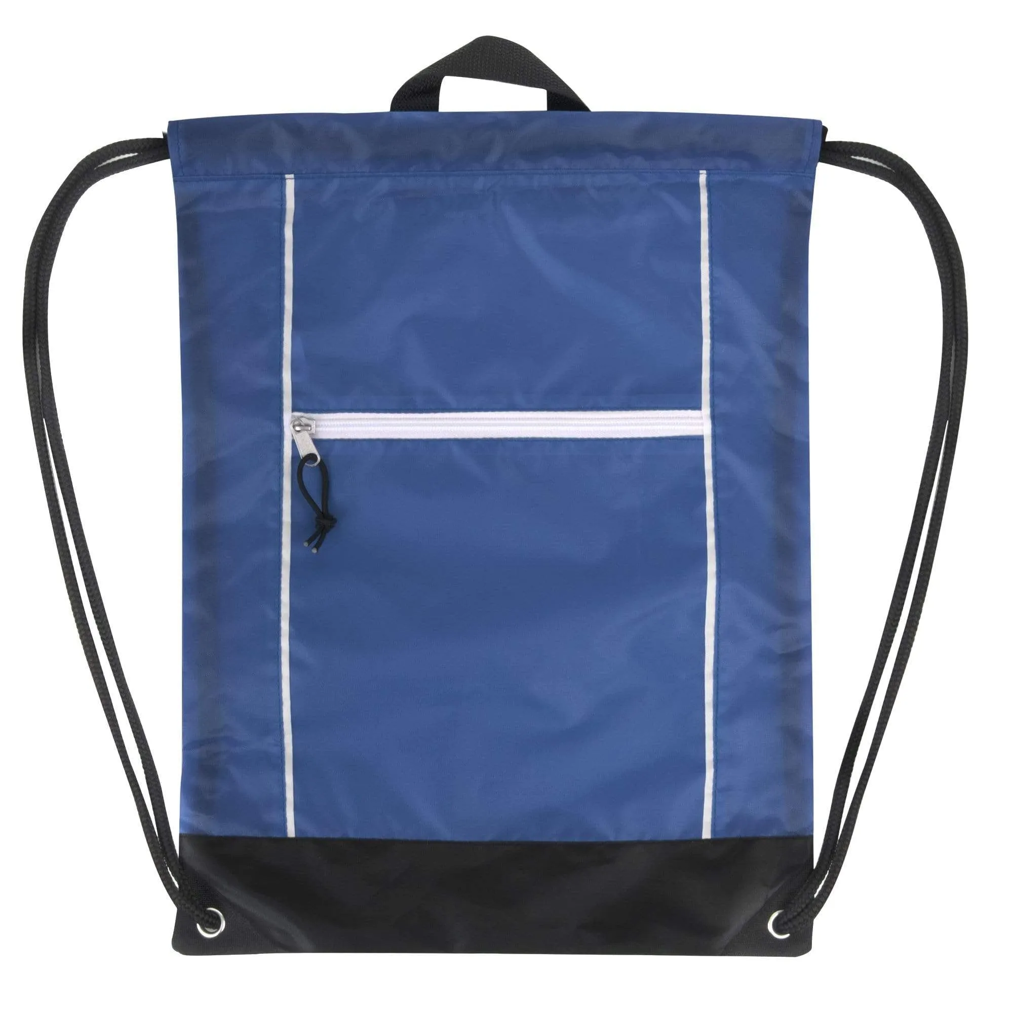 18 Inch Front Zippered Drawstring Backpack - 3 Color Assortment