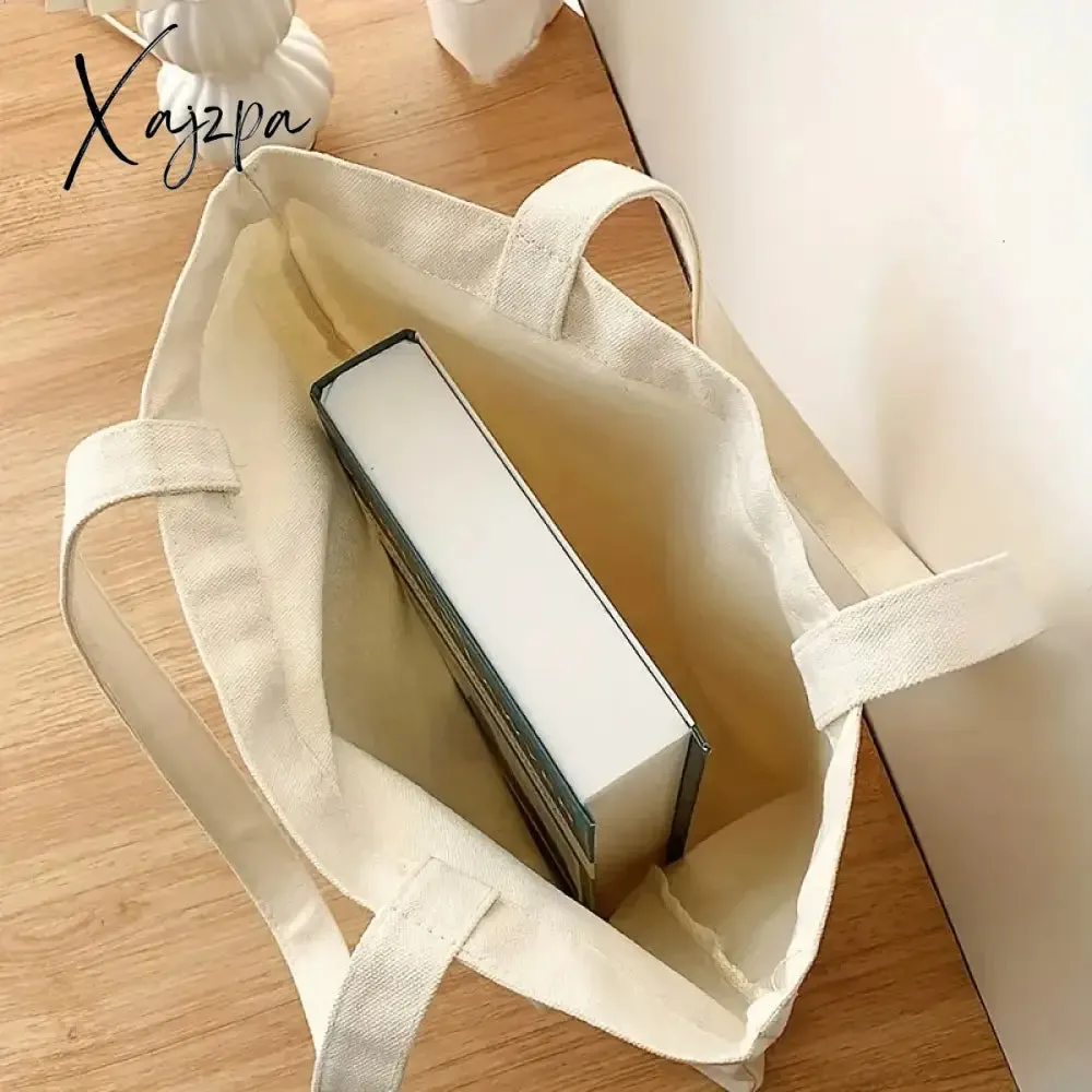1pc Cute Strawberry Pattern Tote Bag, Casual Canvas Shopping Bag, Reusable Grocery Shoulder Bag