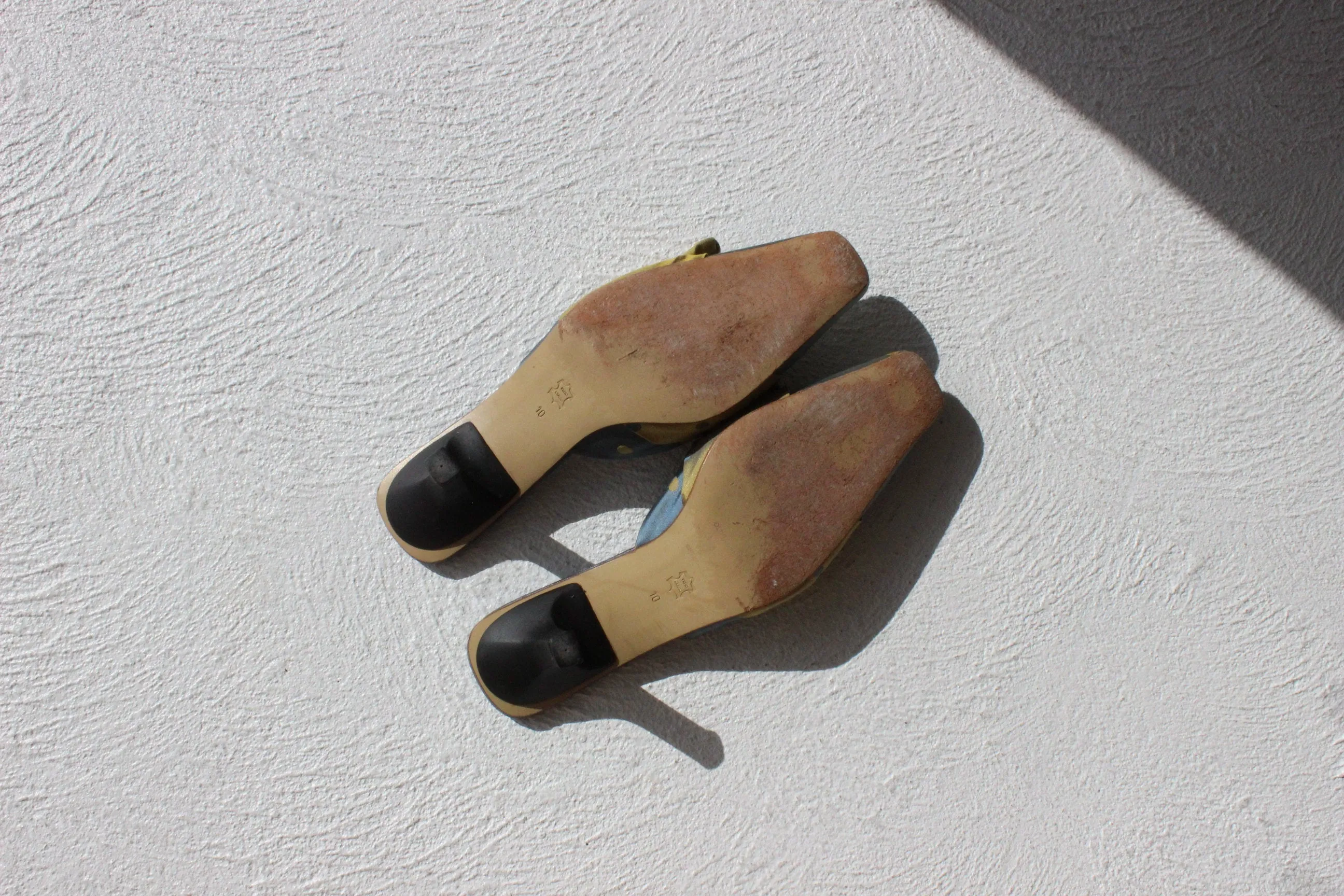 90s Olivia Rose Tal Raw Silk Polka Dot Bow Mules~ Euro 40