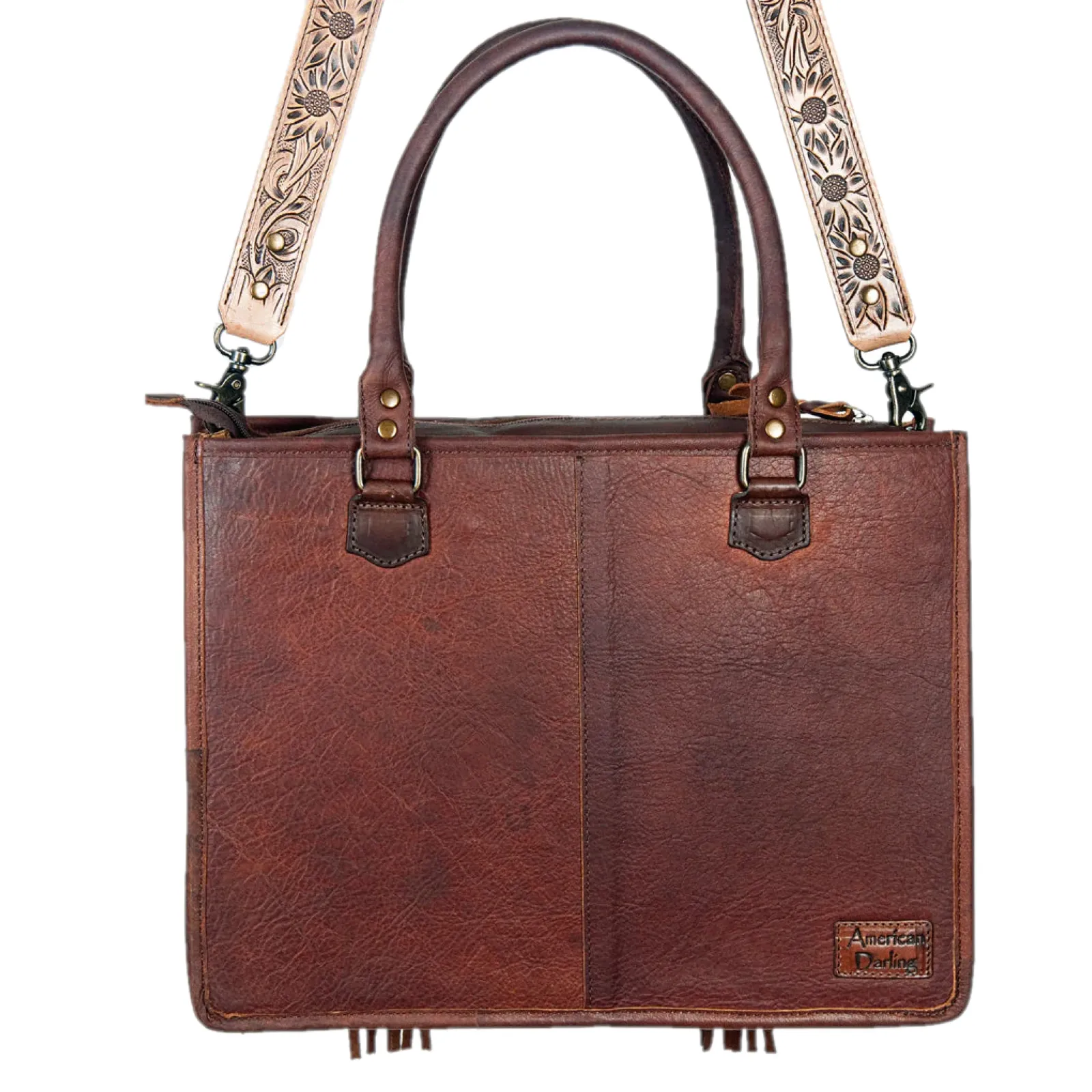 American Darling® Ladies Cowhide Brown Leather Purse ADBG230BRW