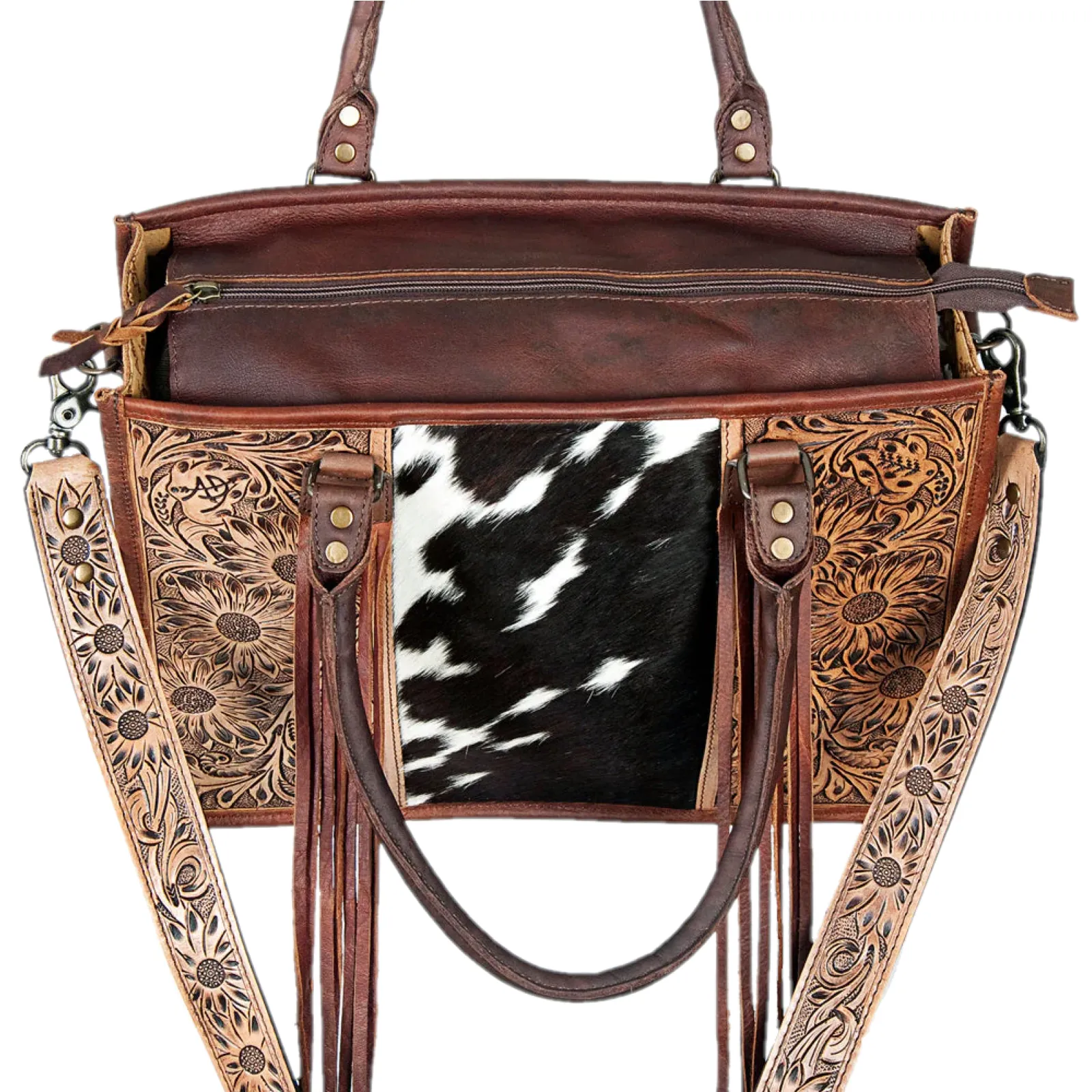 American Darling® Ladies Cowhide Brown Leather Purse ADBG230BRW