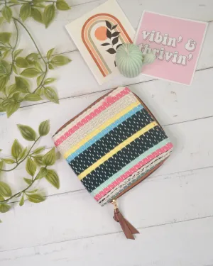 Aqua Blush Stripes Mini Wallet