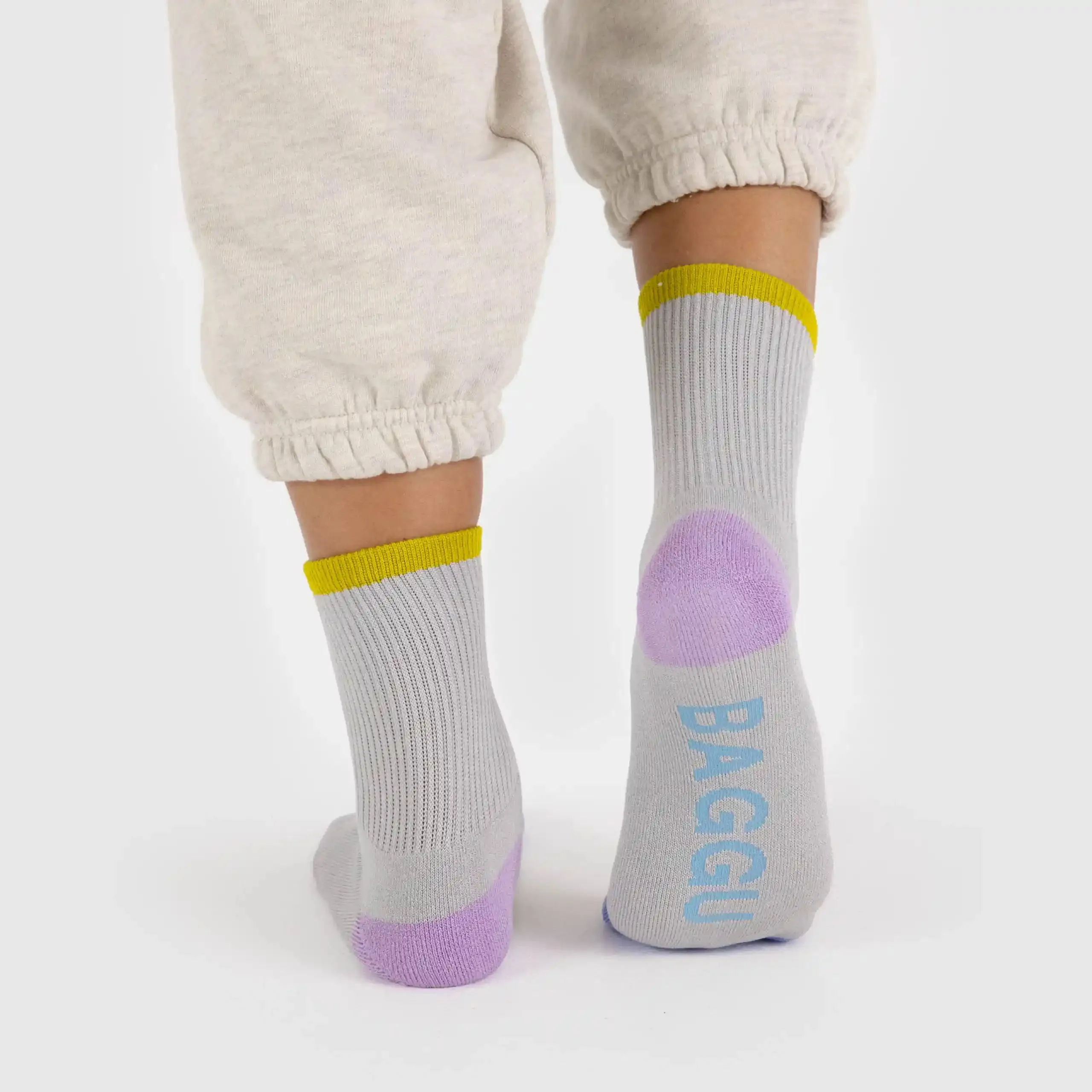Baggu Womens Ribbed Sock, fog mix (large)
