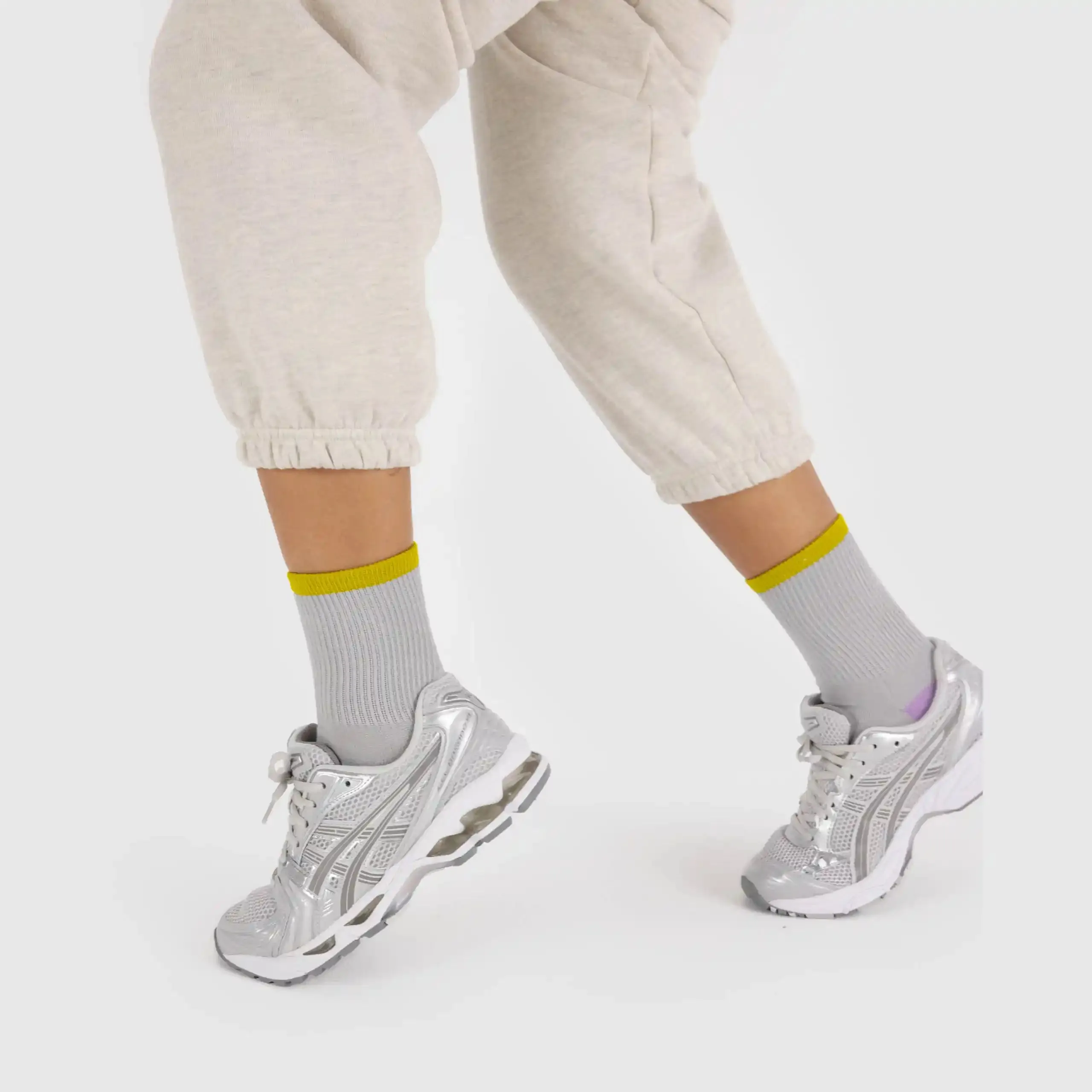 Baggu Womens Ribbed Sock, fog mix (large)