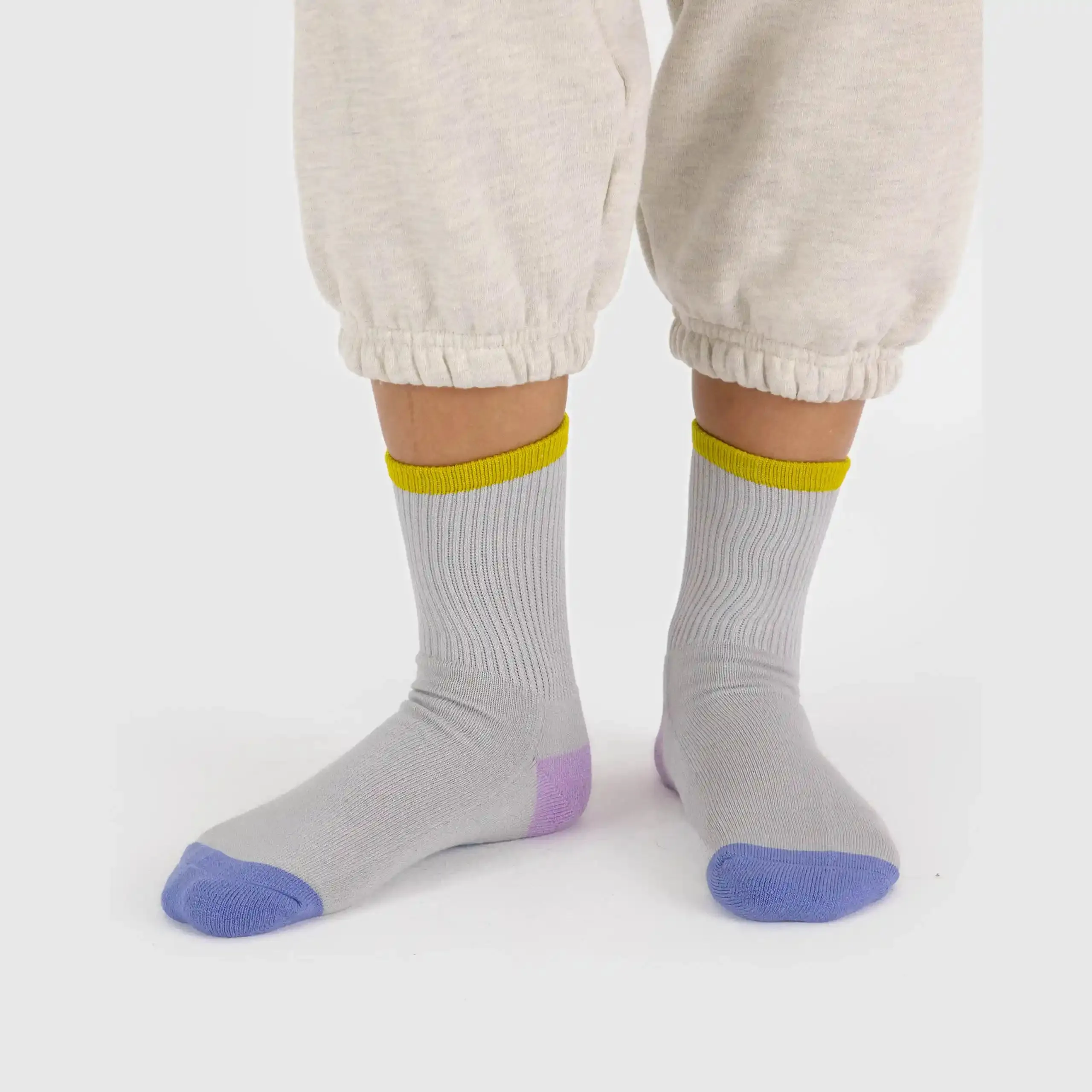 Baggu Womens Ribbed Sock, fog mix (large)