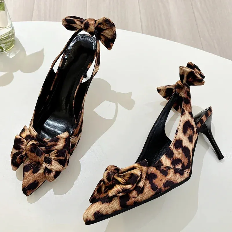 binfenxie  -  2025 Spring Autumn Butterfly-knot Shallow Woman Pumps Sandals Elegant Pointed Toe Thin High Heels Party Prom Shoes