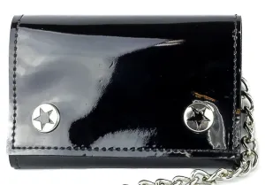 Black Patent Tri-fold Chain Wallet by Funk Plus