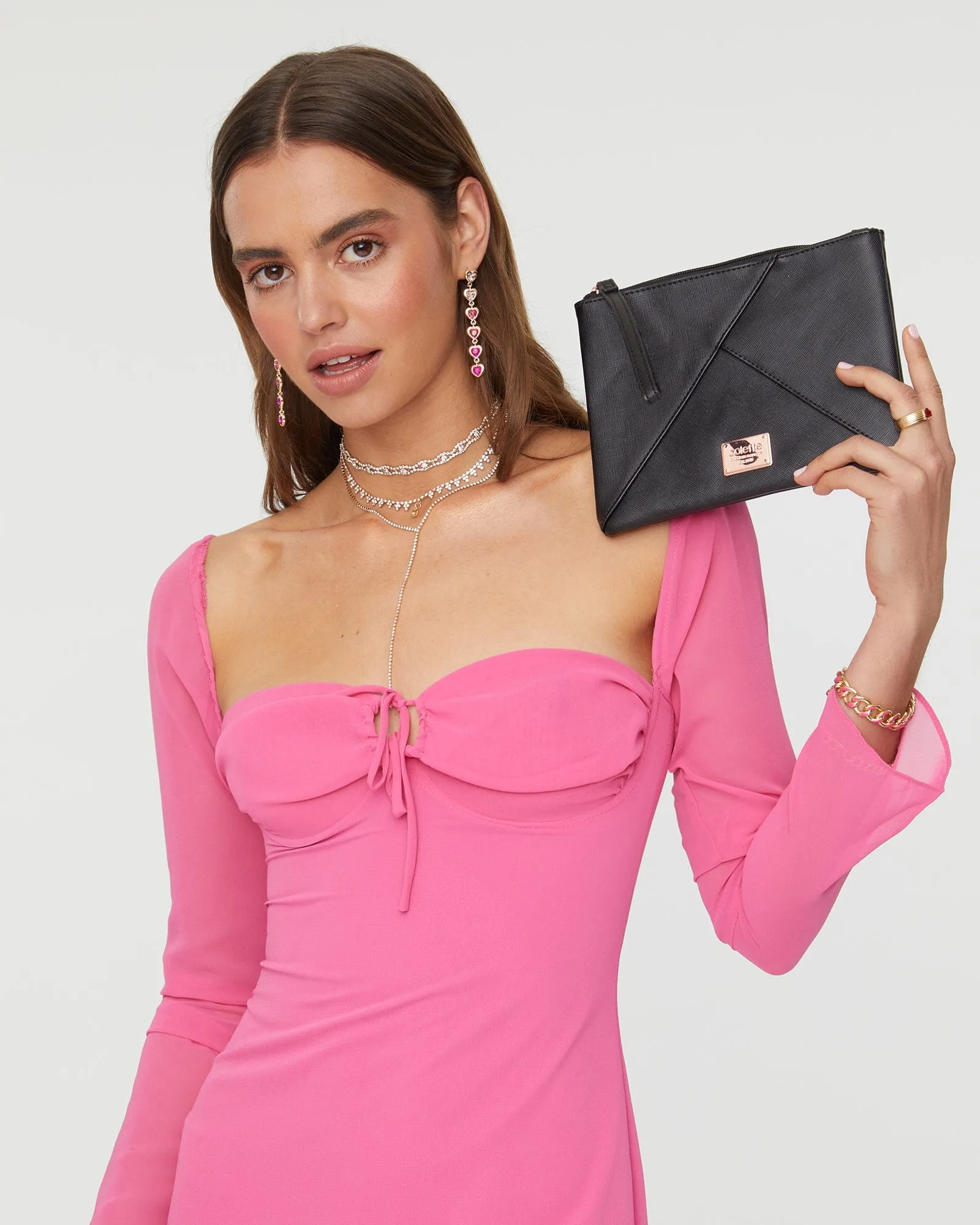 Black Poppy Panelled Purse