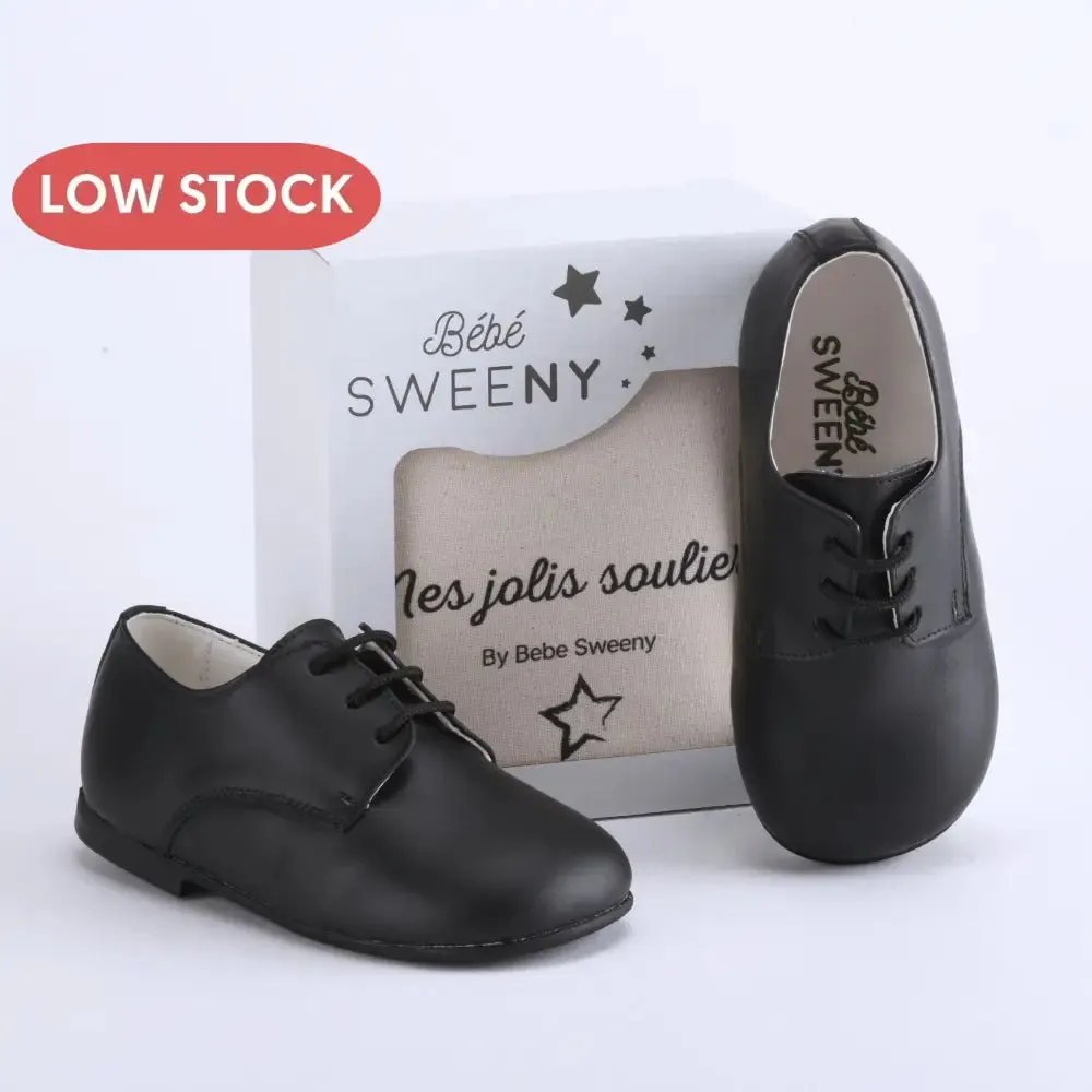 Boys Black Leather Lace Shoes
