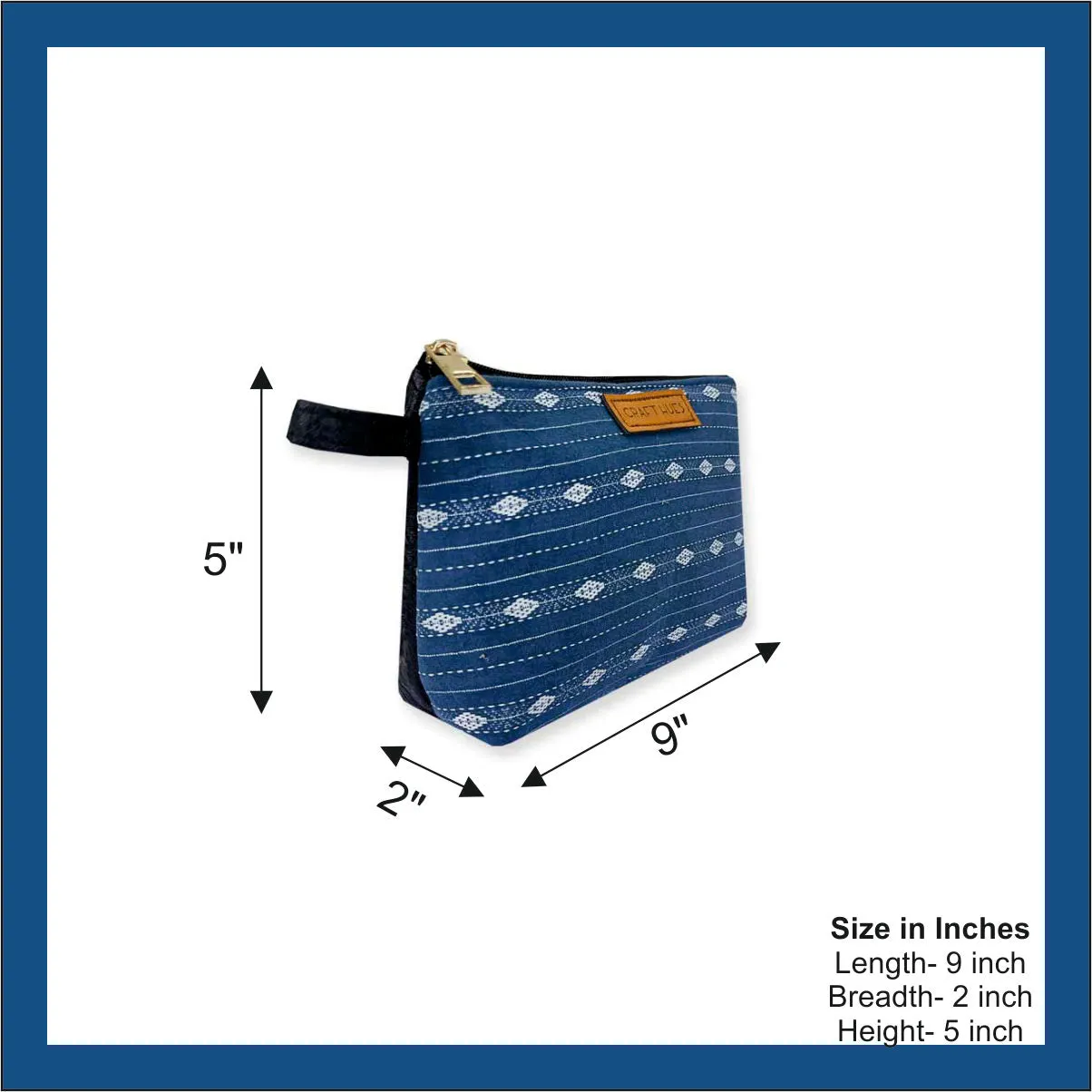 Breezy Blue Ikkat Pouch Bag