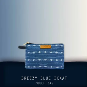 Breezy Blue Ikkat Pouch Bag