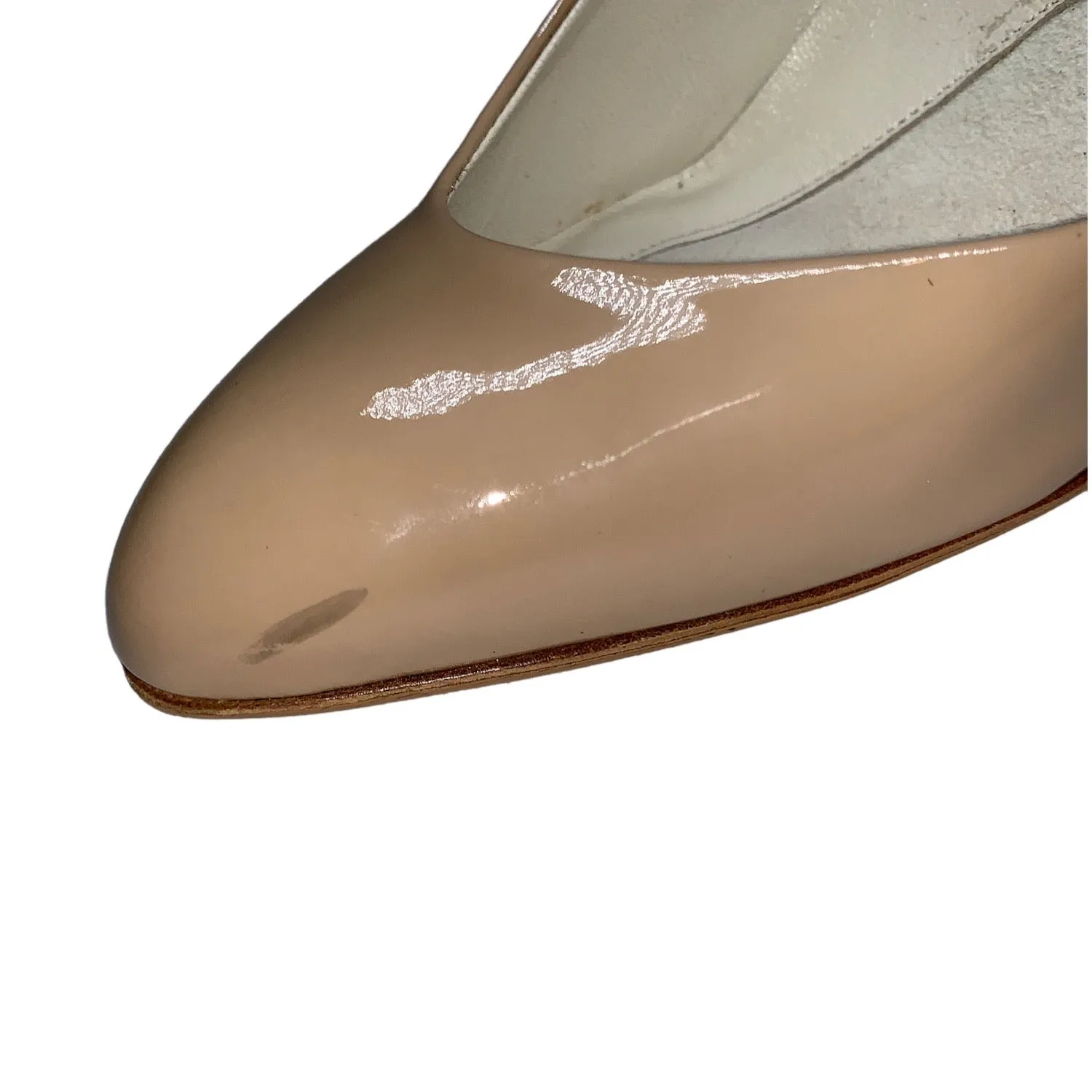 Brian Atwood Nude Patent Leather Nico Pointed Pumps - Sz. 36