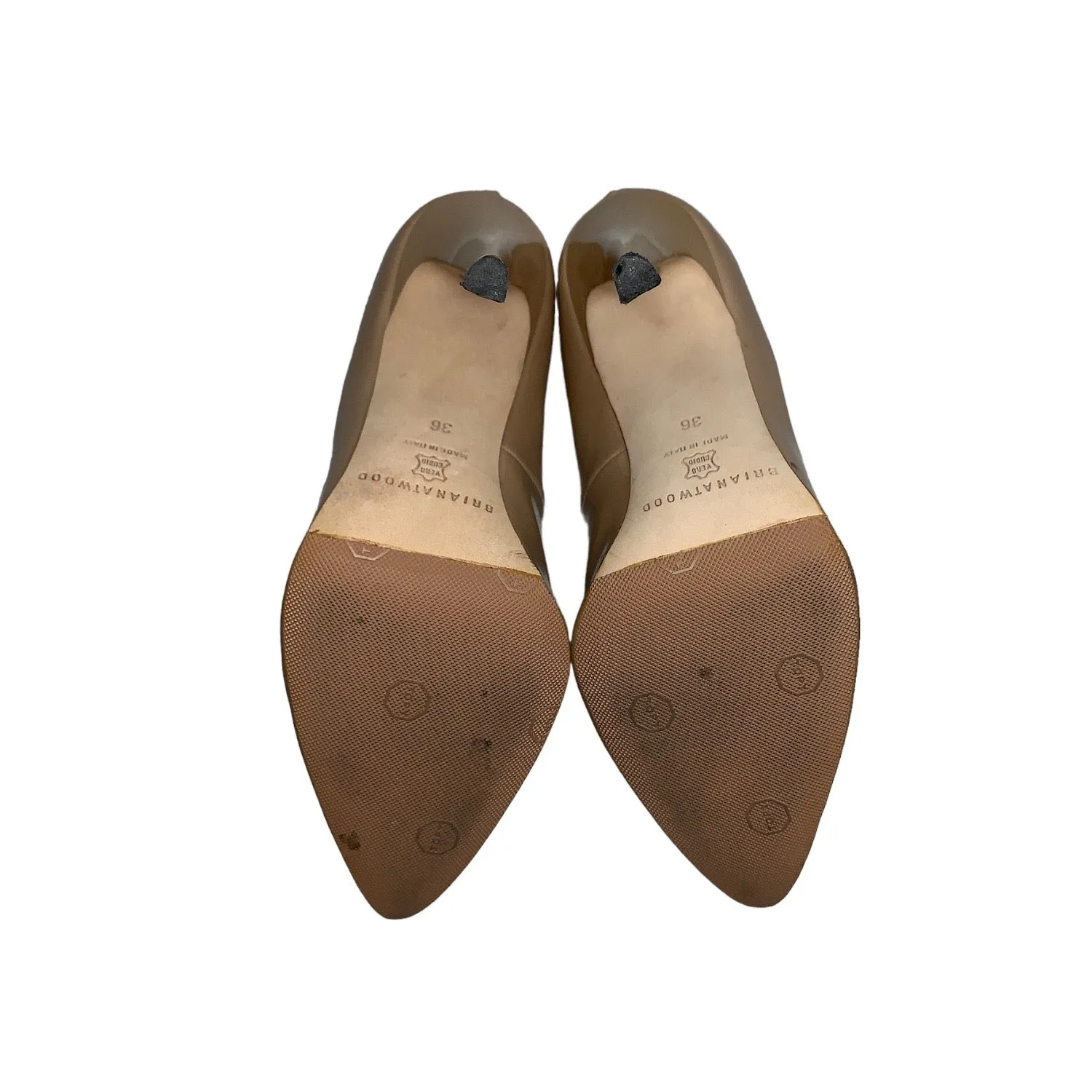 Brian Atwood Nude Patent Leather Nico Pointed Pumps - Sz. 36