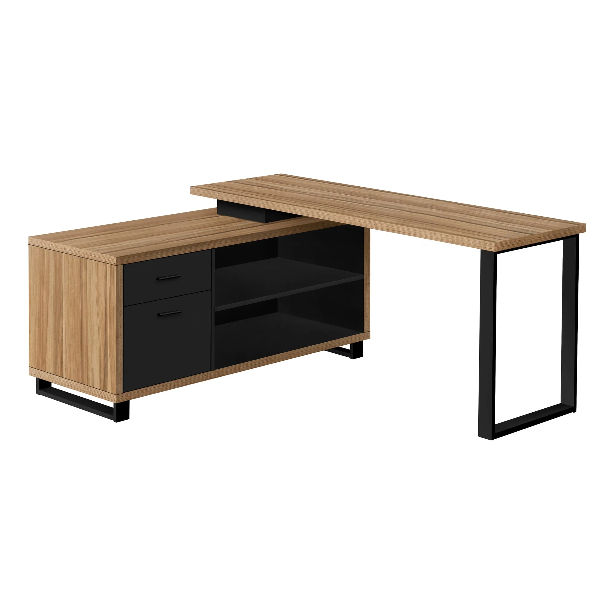Brown and Black 72" Executive L-Shaped Desk