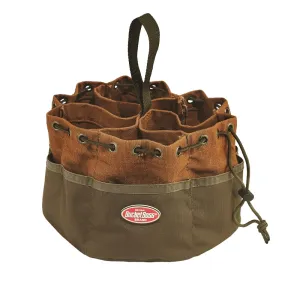 Bucket Boss 25001 Parachute Bag, 10 in W, 10 in D, 6-1/2 in H, 19-Pocket, Canvas, Brown :EA: QUANTITY: 1