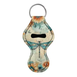 BYCHECAR Flower Dragonfly Chapstick Holder for Kids Small Gifts Lippy Clip Lipstick Holder Chapstick Keychain Holder Women Stocking Stuffers Lip Sleeve Pouch
