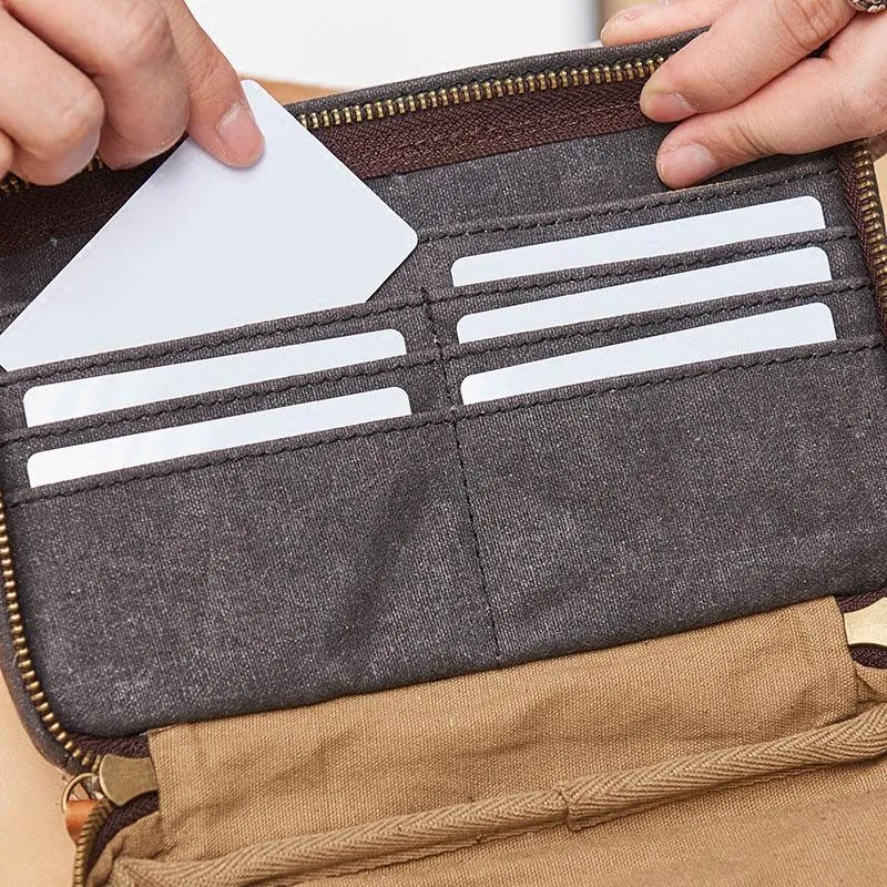 Canvas Leather Mens Belt Pouch Waist Bag Fanny Pack Small Side Bag for Men