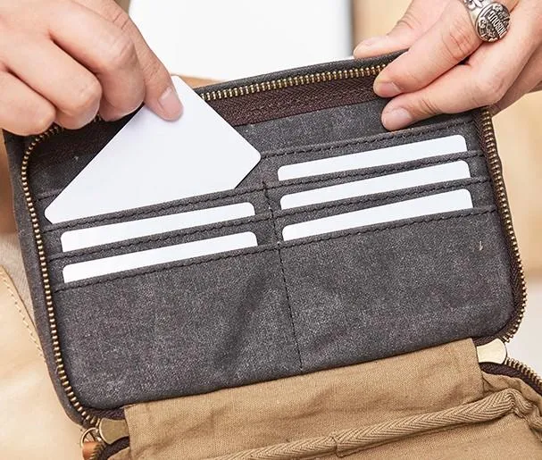 Canvas Leather Mens Belt Pouch Waist Bag Fanny Pack Small Side Bag for Men