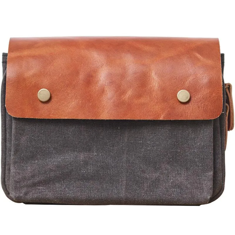 Canvas Leather Mens Belt Pouch Waist Bag Fanny Pack Small Side Bag for Men