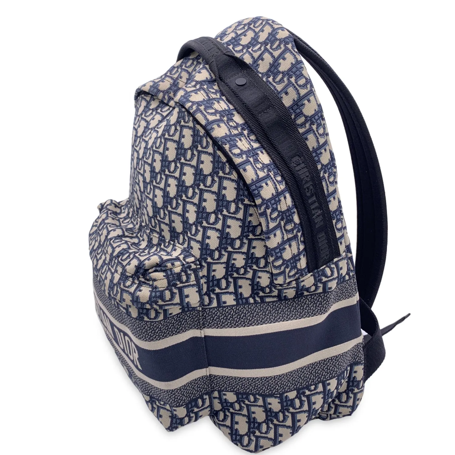 CHRISTIAN DIOR Blue Oblique Jacquard Canvas Dior Travel Backpack Bag
