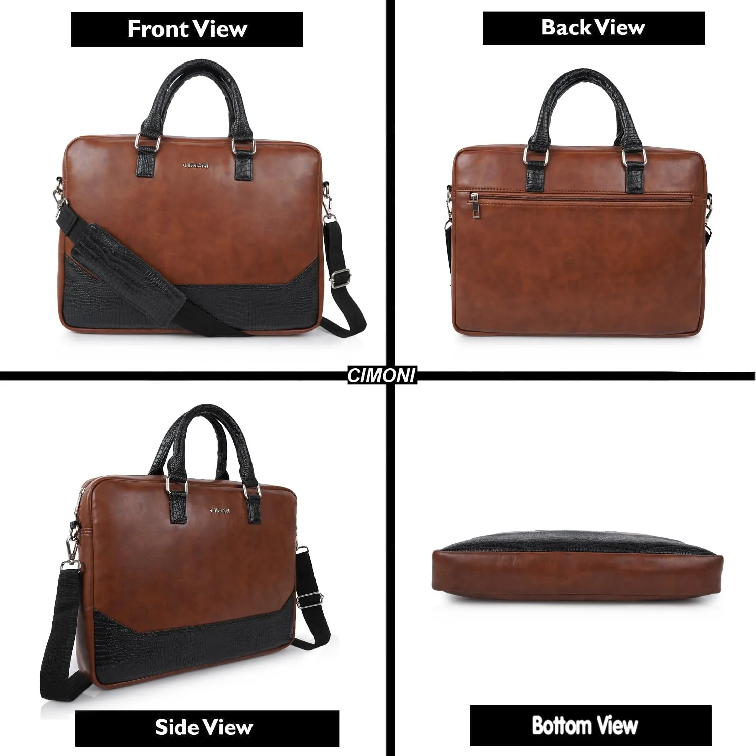 CIMONI Vegan Leather Bag Stylish Trendy Office Briefcase Laptop Bag College Crossbody Daytrip School Handheld Business Messenger Bag For Men (Color - Tan)