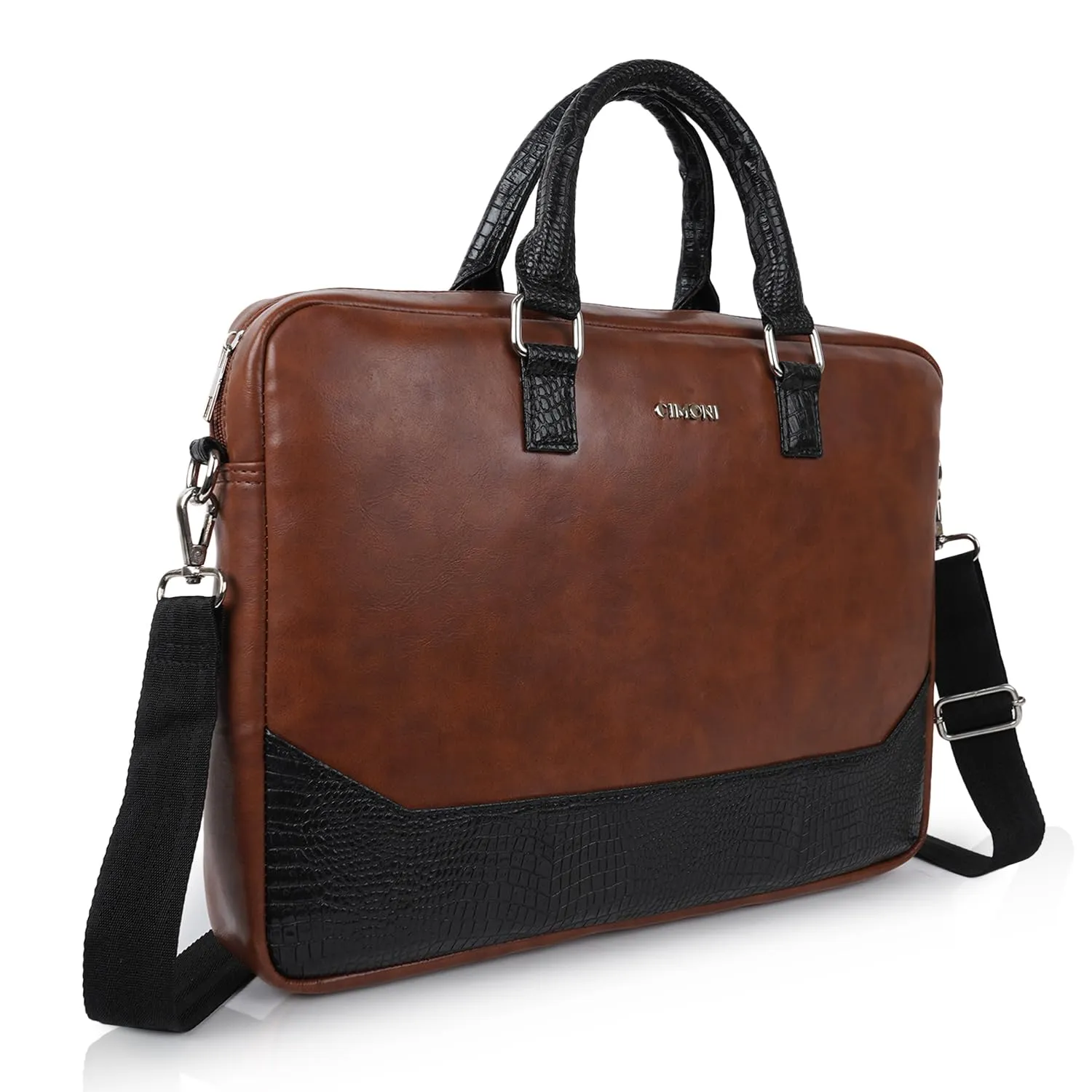 CIMONI Vegan Leather Bag Stylish Trendy Office Briefcase Laptop Bag College Crossbody Daytrip School Handheld Business Messenger Bag For Men (Color - Tan)