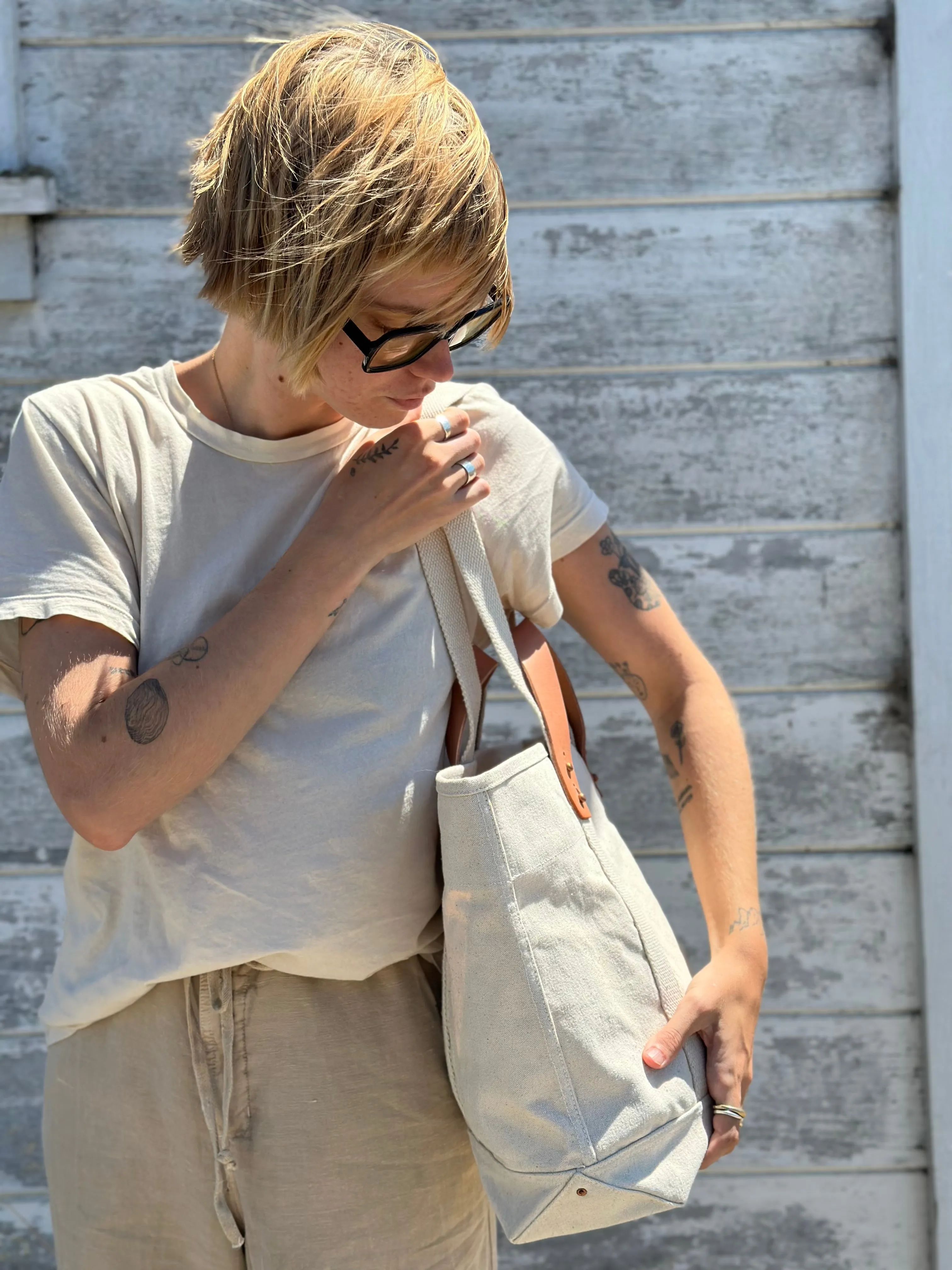 Cotton Canvas Tote in Ecru