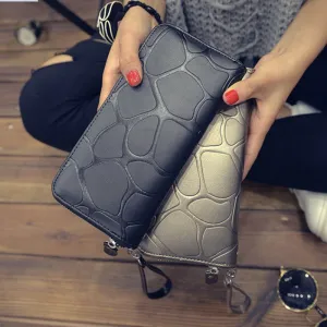 Fashion Women Leather Wallet Female Long Card Holder Big Stone Wallets Casual Clutch Zipper Coin Purse Cellphone ID Holder H880