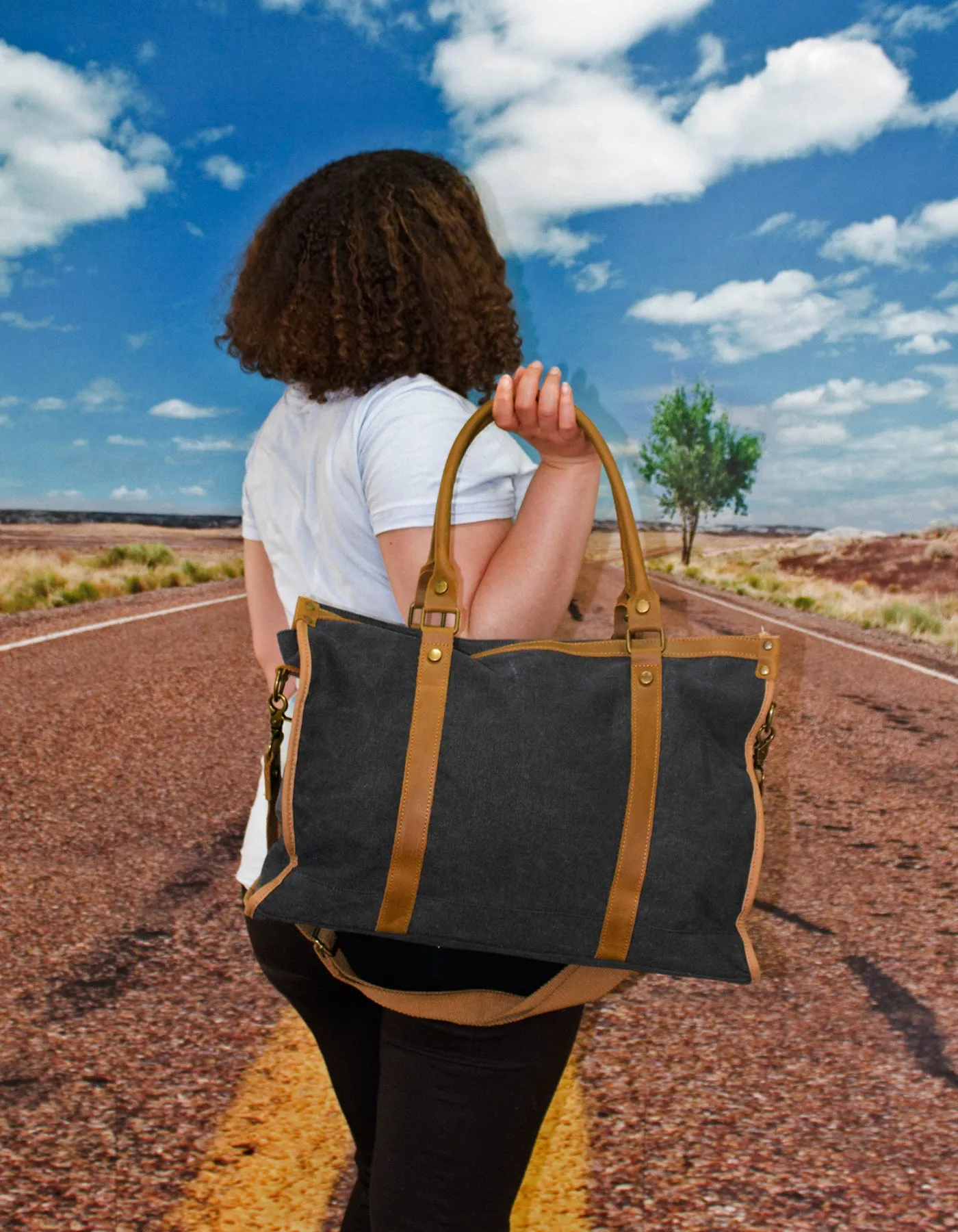 Fino SL-037 Unisex Canvas and Genuine Leather Overnight Travel Shoulder Bag