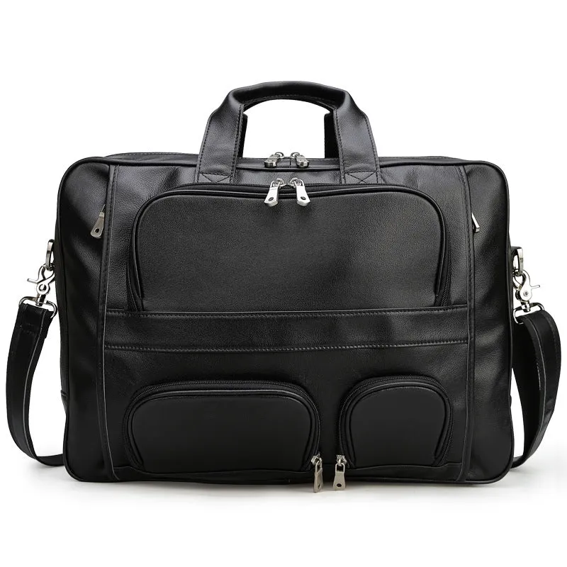 Full Grain Leather Men Briefcase Large Laptop Tote Bag Business Handbag Shoulder Messenger Bag