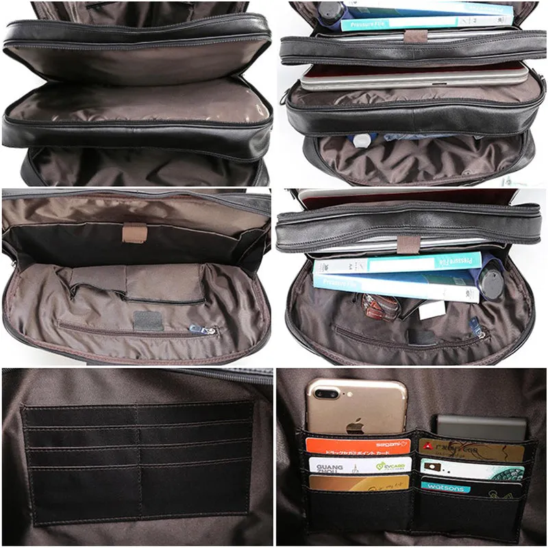 Full Grain Leather Men Briefcase Large Laptop Tote Bag Business Handbag Shoulder Messenger Bag