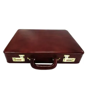 Genuine Leather Briefcase Executive Leather Attache Business Handbag for Men (Brown)