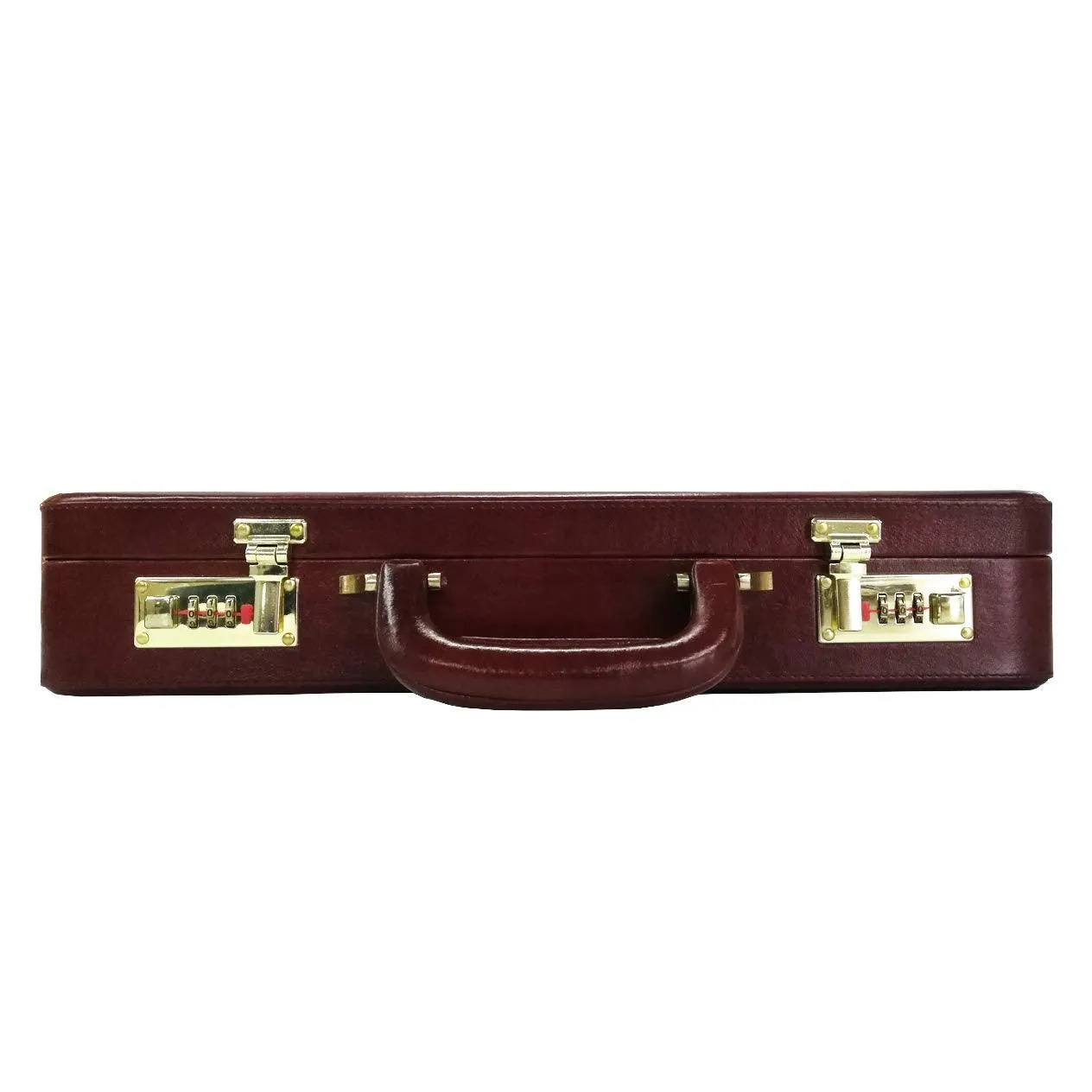 Genuine Leather Briefcase Executive Leather Attache Business Handbag for Men (Brown)