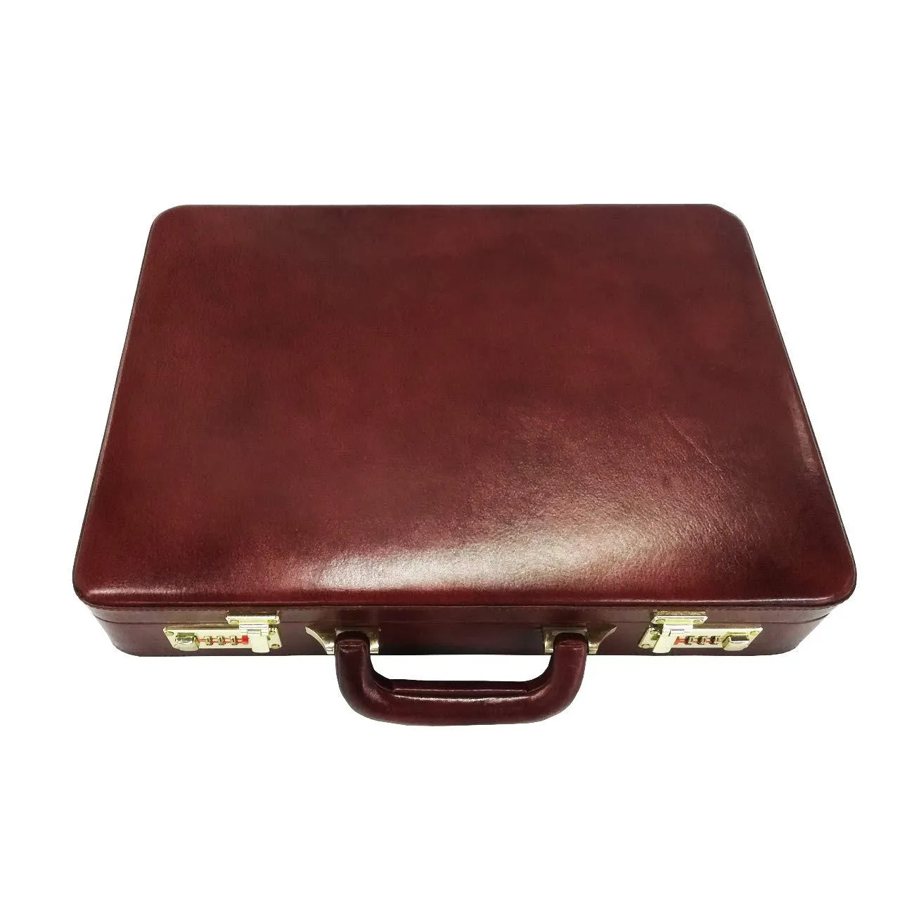 Genuine Leather Briefcase Executive Leather Attache Business Handbag for Men (Brown)