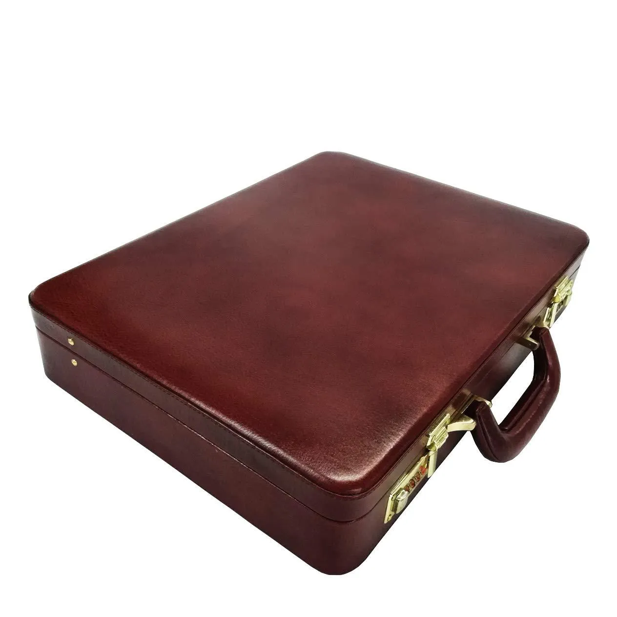 Genuine Leather Briefcase Executive Leather Attache Business Handbag for Men (Brown)