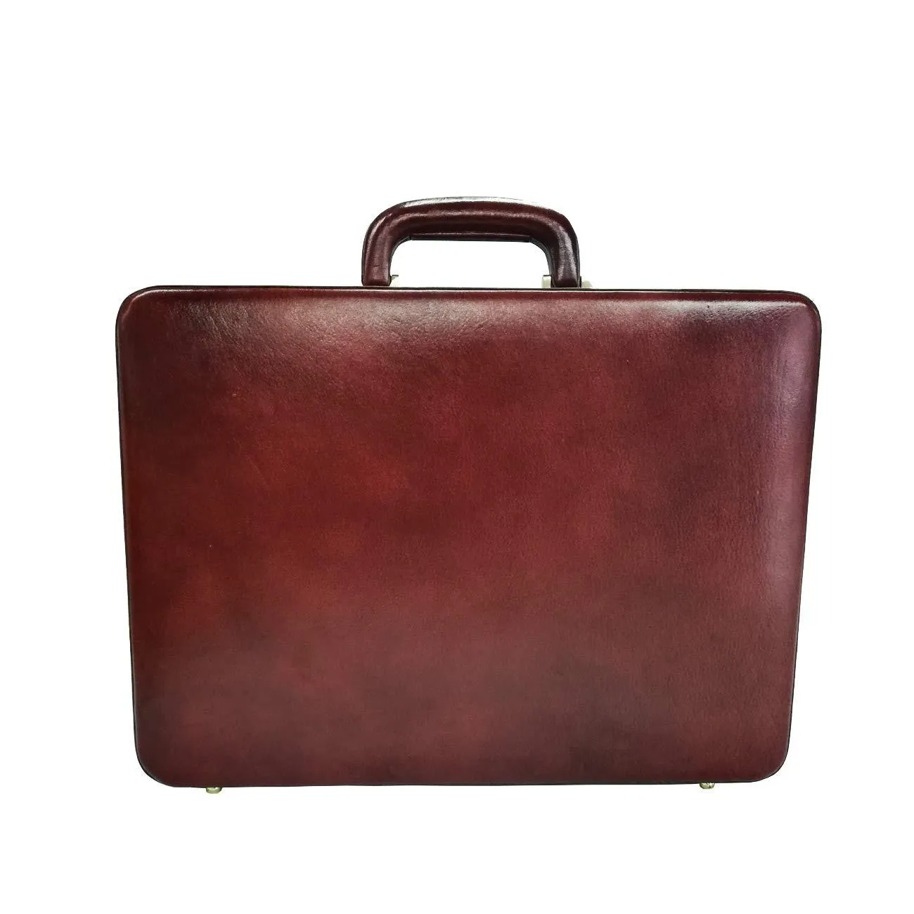 Genuine Leather Briefcase Executive Leather Attache Business Handbag for Men (Brown)