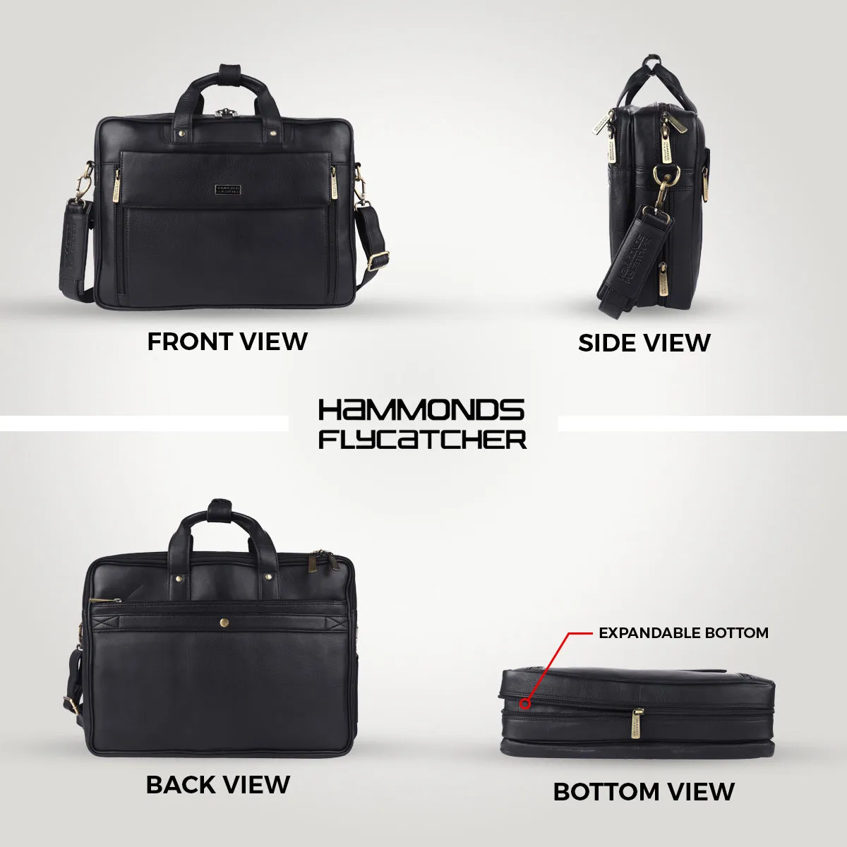 Genuine Leather Expandable Laptop Bag for Men with Adjustable Strap - Fits Upto 16" Laptop/MacBook  - 1 Year Warranty