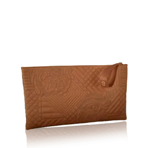 Gigi Embroidered Leather Pochette Tan