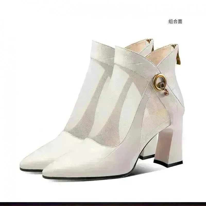 Hollow Thick Heel High Heel Large Size Shoes