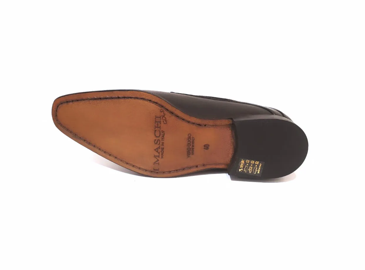 Imaschi Gold 3891 Vitello Nero Black 5 Eyelet Shoe Made In Italy