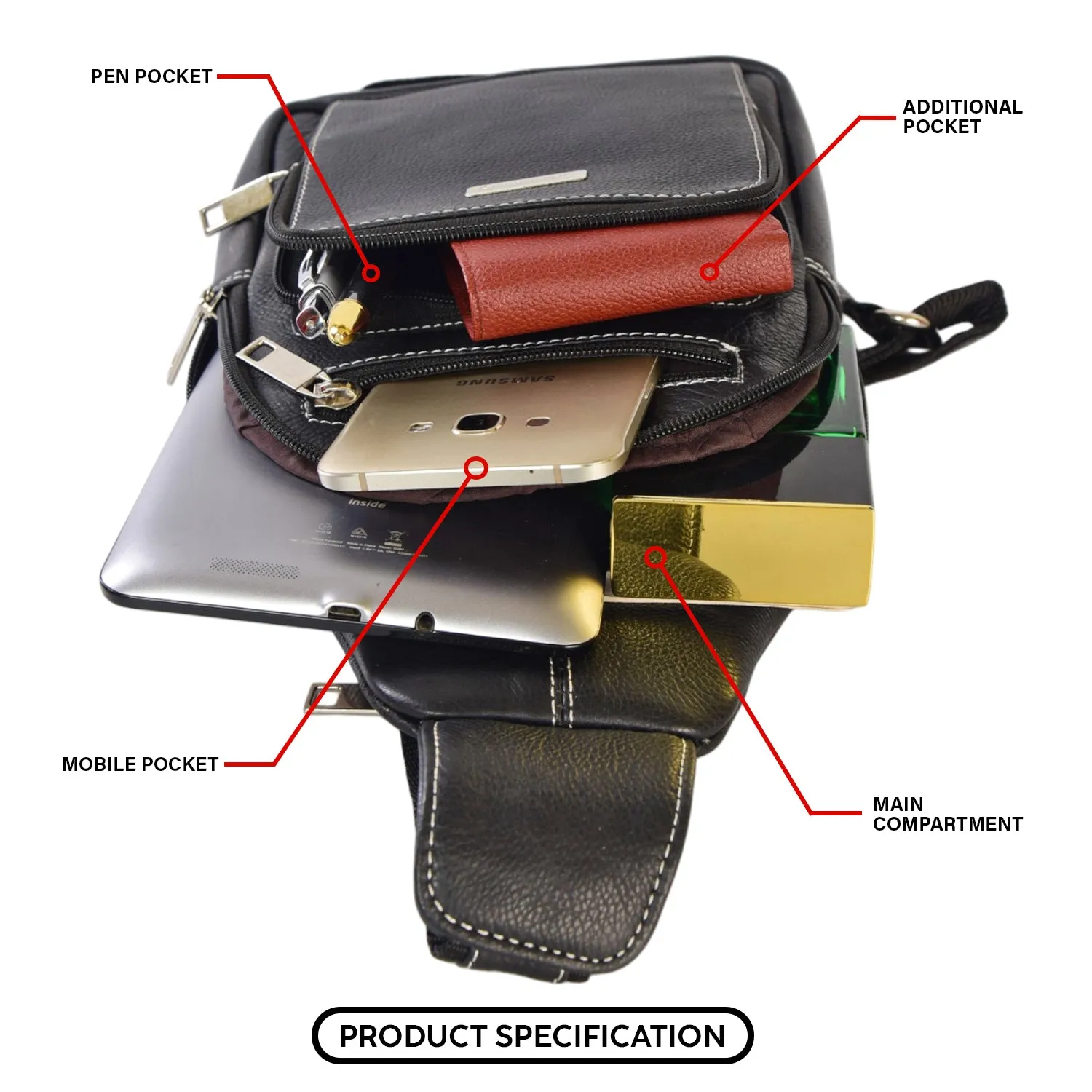 LEATHER BACKPACK 998906 (BLACK)