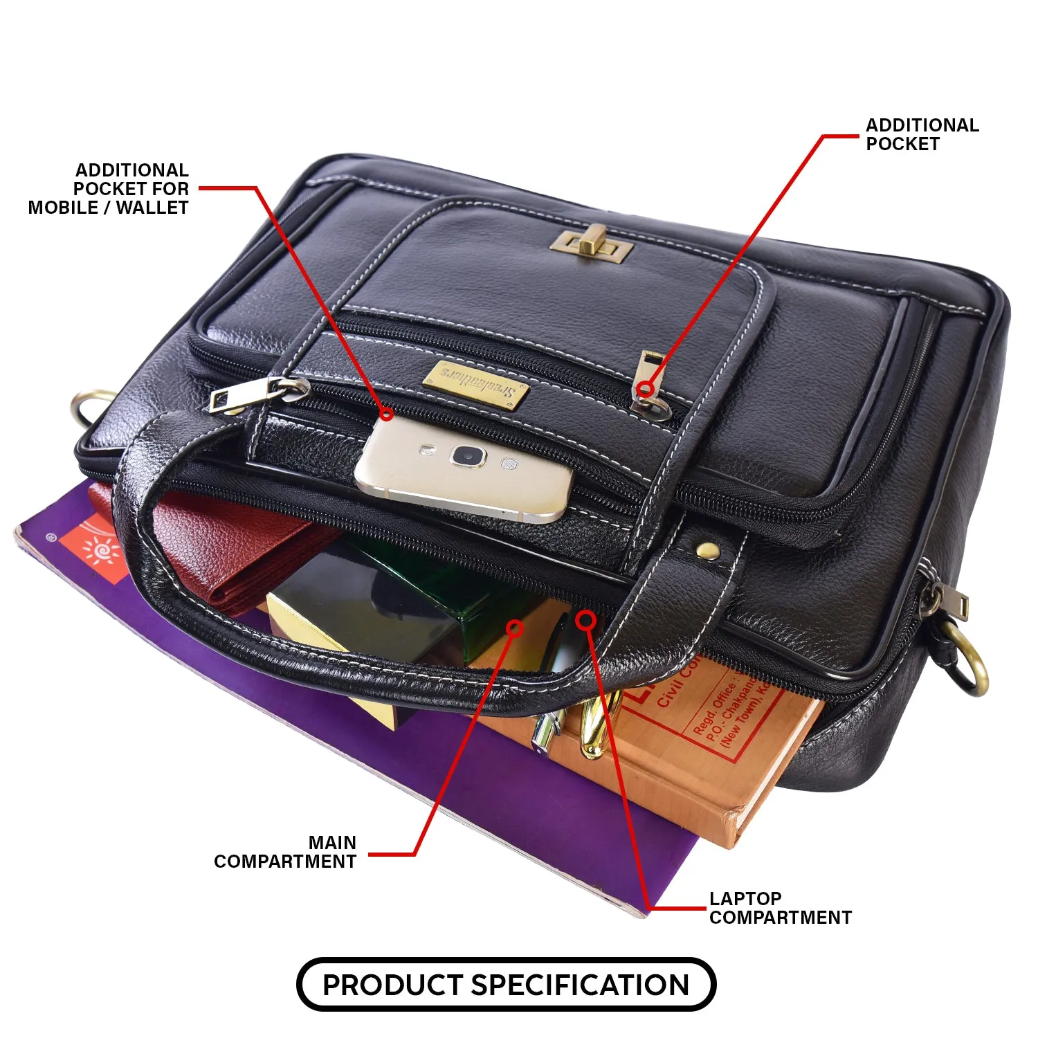 Leather Laptop Bag 36801 (BLACK)