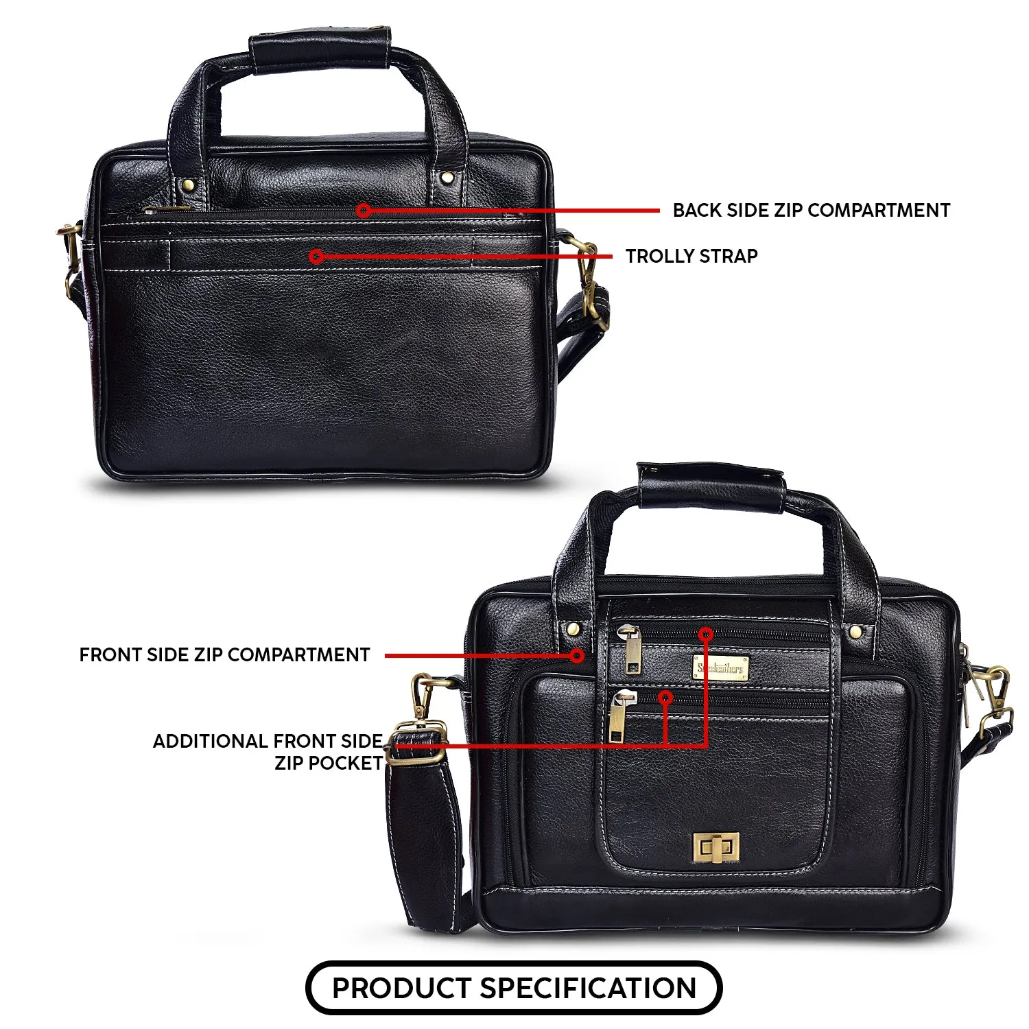 Leather Laptop Bag 36801 (BLACK)