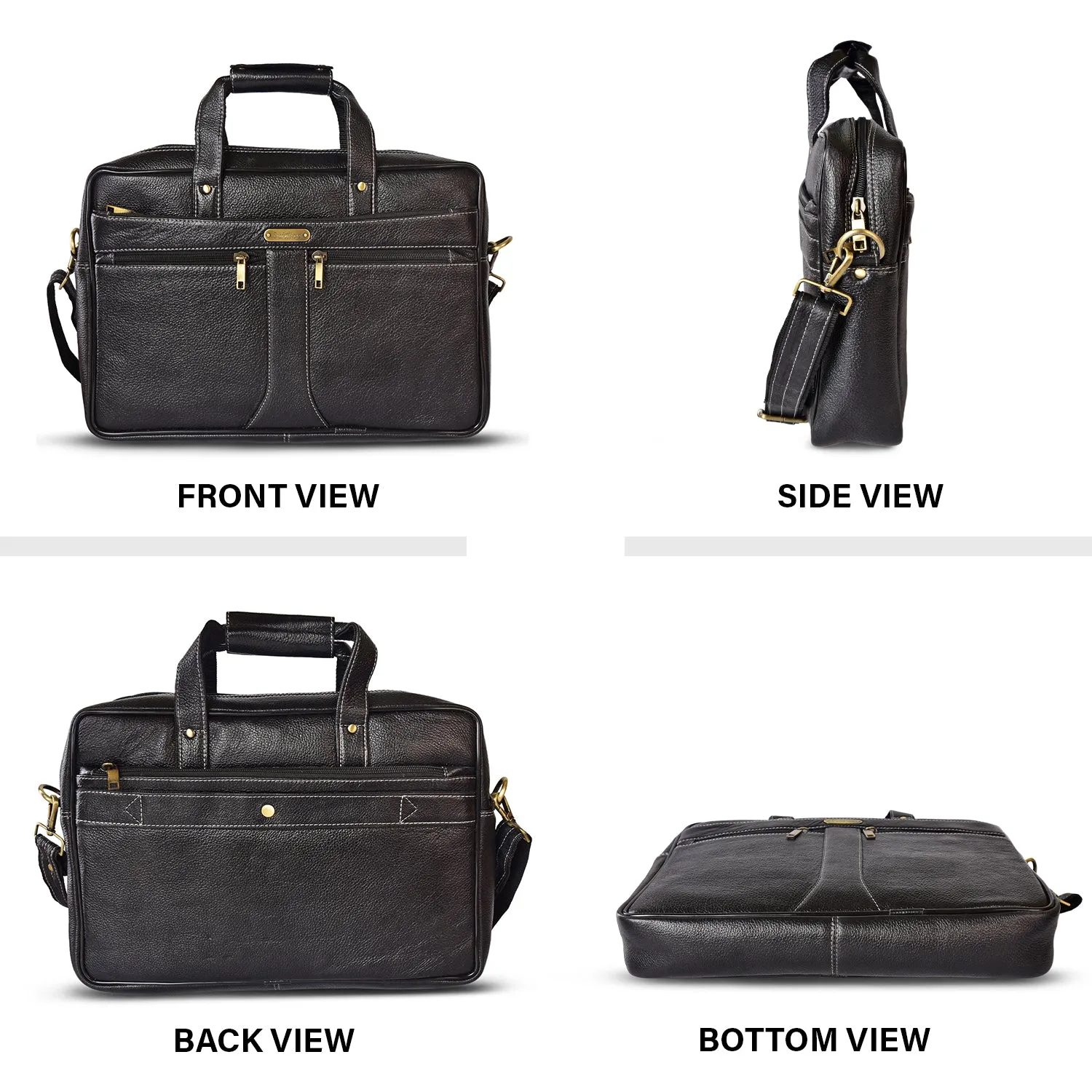 Leather Laptop Bag 36807 (Black)