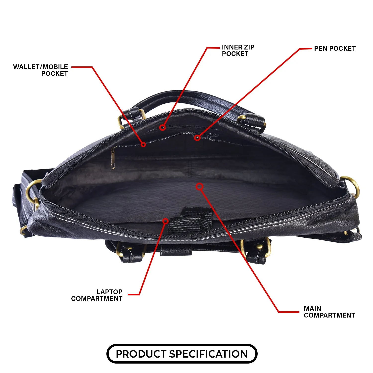 Leather Laptop Bag 36808 (BLACK)