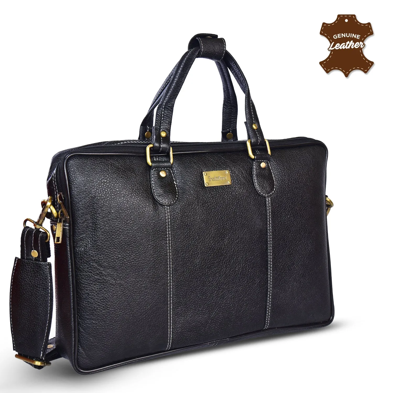 Leather Laptop Bag 36808 (BLACK)